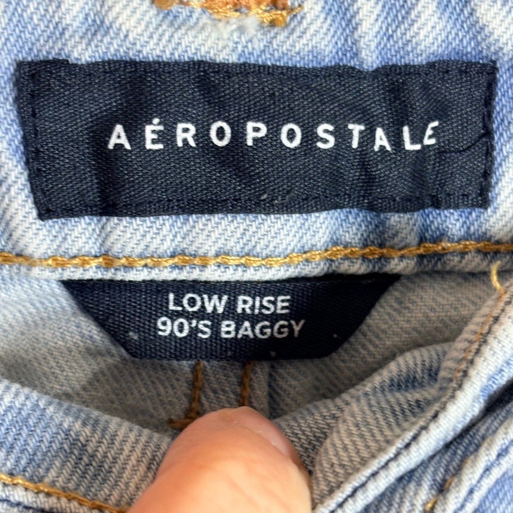 Aeropostale Women's Low Rise 90s Baggy Jeans Light Wash 100% Cotton 10 R Twee - Picture 3 of 9